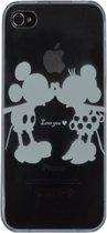 "Apple Iphone 4 softcase silicone cover met witte Mickey & Minnie Mouse Disney motief, motief , merk i12Cover"