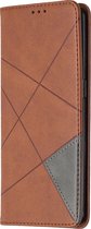 Oppo Reno 4 Pro 5G Hoesje - Mobigear - Rhombus Slim Serie - Kunstlederen Bookcase - Bruin - Hoesje Geschikt Voor Oppo Reno 4 Pro 5G