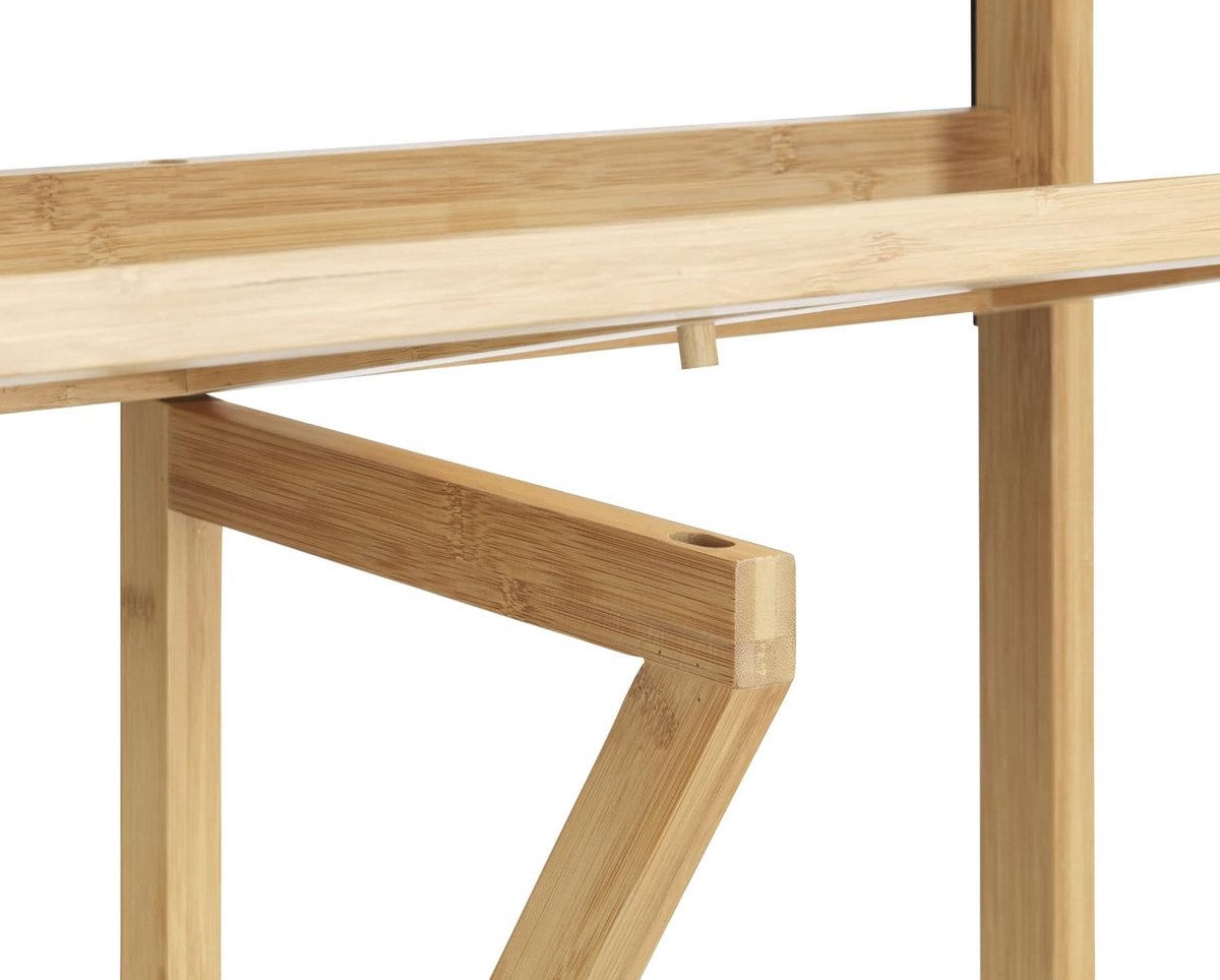 WENKO Klaptafel Waikiki van bamboe, tafel om aan de balkonreling te hangen met traploos verstelbare muurbeugels en neerklapbaar tafelblad van gelakte bamboe, 64 × 65 × 44 cm WENKO Klaptafel Waikiki van bamboe, tafel om aan de balkonreling te hangen met traploos verstelbare muurbeugels en neerklapbaar tafelblad van gelakte bamboe, 64 × 65 × 44 cm