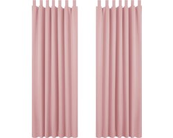 Verduisterende Lussengordijn, 2 stuks, Kant en Klaar, Ondoorzichtige Thermogordijn voor Woonkamer, Slaapkamer, 140x290 cm (B x H), Oudroze