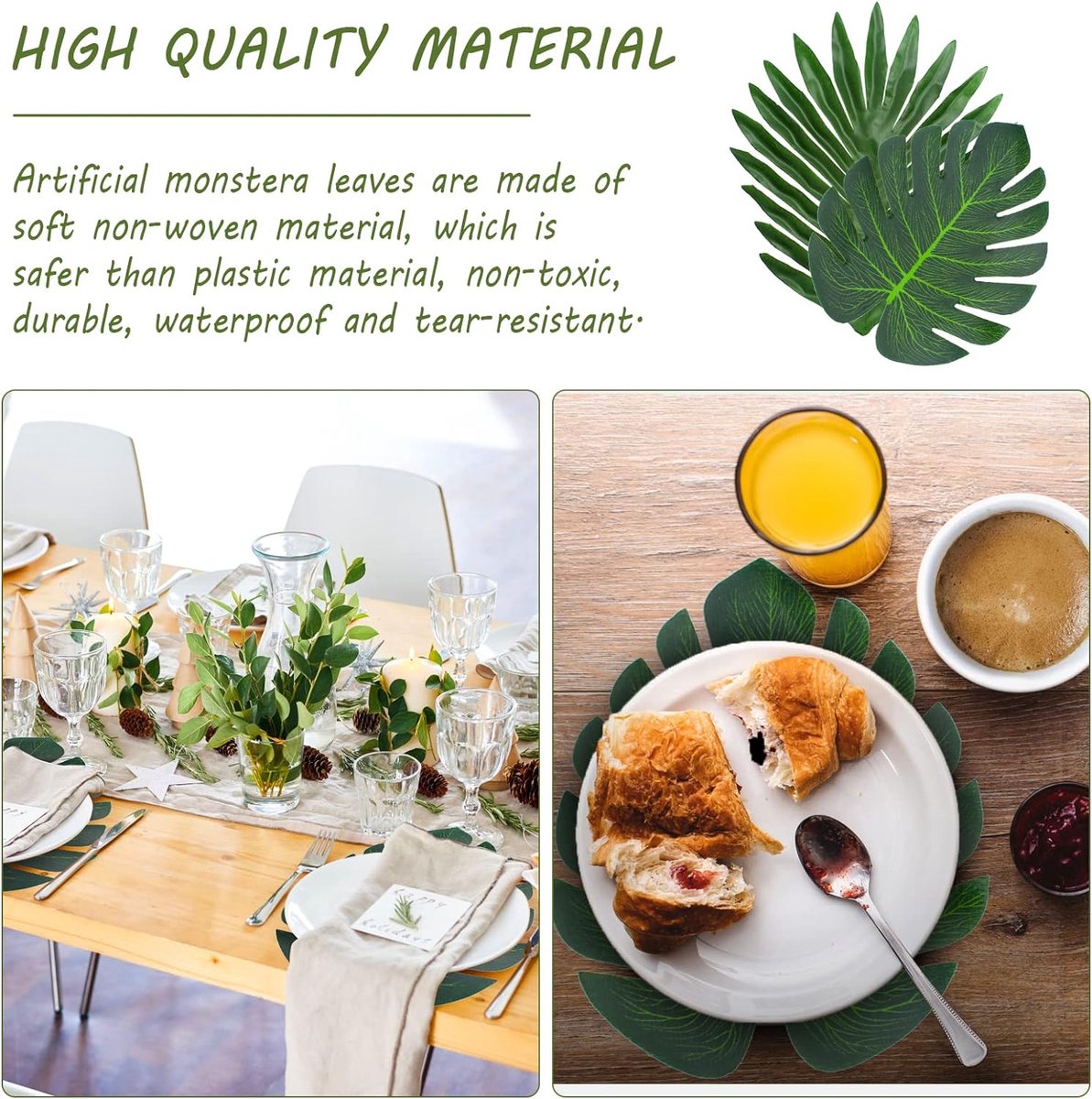 24 stuks 2 soorten tropische bladeren tropische planten decoratie plastic palmbladeren kunstmatige palmbladeren decoratie voor jungle decoratie thuis keuken verjaardag jungle Hawaïaans thema feestdecoratie