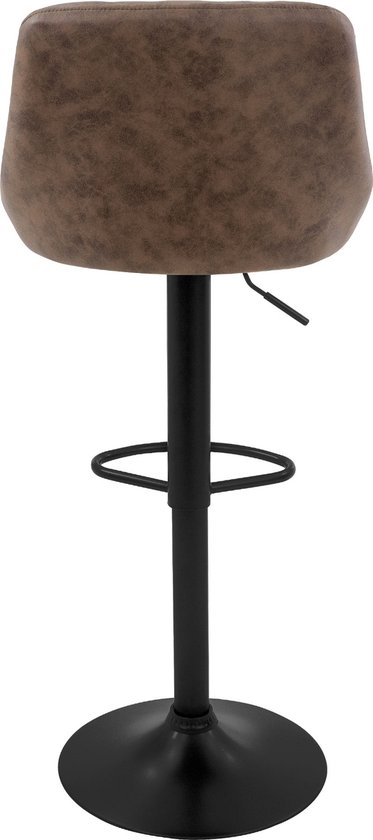 Lot de 2 tabourets de bar revêtement en simili cuir marron avec dossier et repose-pieds réglables en hauteur 62-82 cm ML- Design