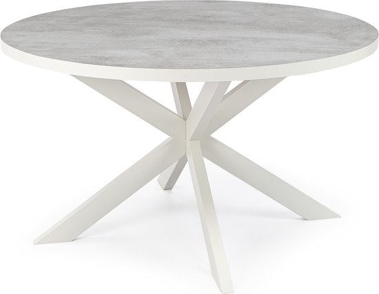 Stalux Ronde eettafel 'Daan' 148cm, kleur wit / beton