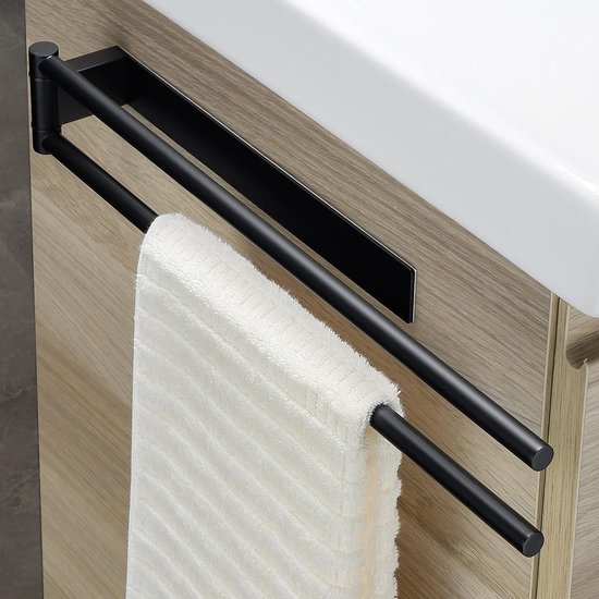 Porte-serviettes Double Sans Perçage - Adhésif Fort Pour Salle De Bain Ou Cuisine (60cm Argenté