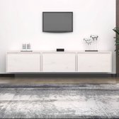 vidaXL TV-meubel Wit Massief Grenenhout - 60 x 30 x 35 cm - Set van 3 - Kast