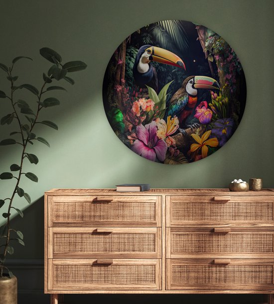 MuchoWow© Canvas Schilderij 40x30 cm Kamer Decoratie Woonkamer Slaapkamer Room Decor Wanddecoratie Wall Art Painting Jungle - Regenwoud - Water - Waterval - Planten
