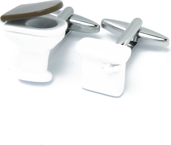 Manchetknopen - Toilet en Stortbak Bruin en Wit