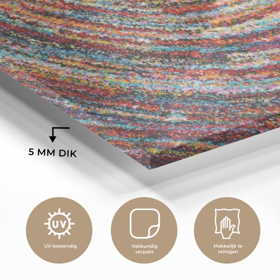 MuchoWow® Glasschilderij 150x100 cm - Schilderij acrylglas - Cirkel - Kleuren - Tapijt - Foto op glas - Schilderijen