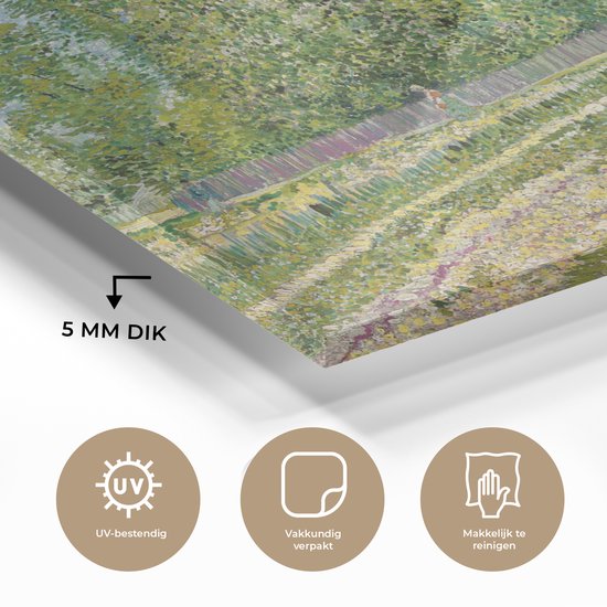 ® Glasschilderij 90x60 cm - Schilderij acrylglas - Buitenwijken van Parijs - Vincent van Gogh - Foto op glas - Muurdecoratie woonkamer - Wanddecoratie slaapkamer - Schilderijen