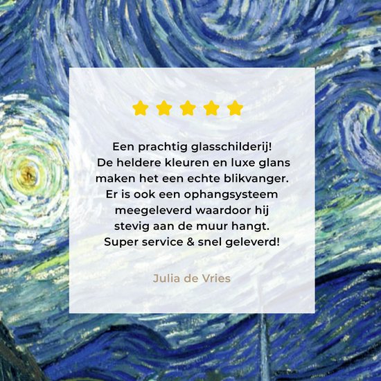 MuchoWow® Peinture sur Verre - Nuit Étoilée - Peinture - Maîtres Anciens - Vincent van Gogh - 60x40 cm - Peintures sur Verre Acrylique - Photo sur Glas