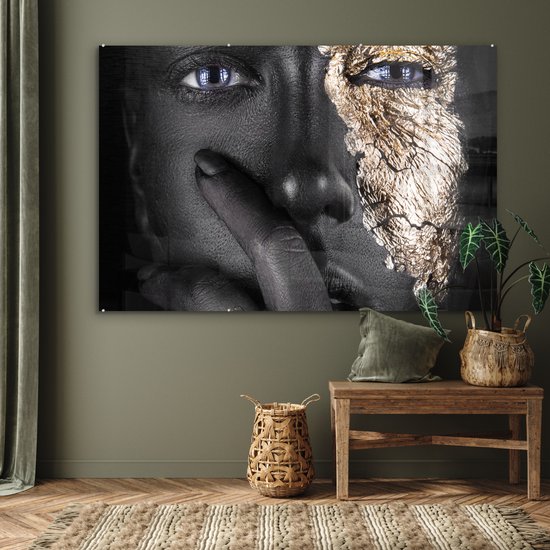 MuchoWow® Peinture sur Verre - Femme - Or - Zwart - Maquillage - Luxe - Maquillage cm - Peintures sur Verre Peintures - Photo sur Glas