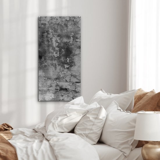 MuchoWow® Peinture sur Verre - Zwart - Pierre - Wit - Industriel - 40x80 cm - Peintures sur Verre Peintures - Photo sur Glas