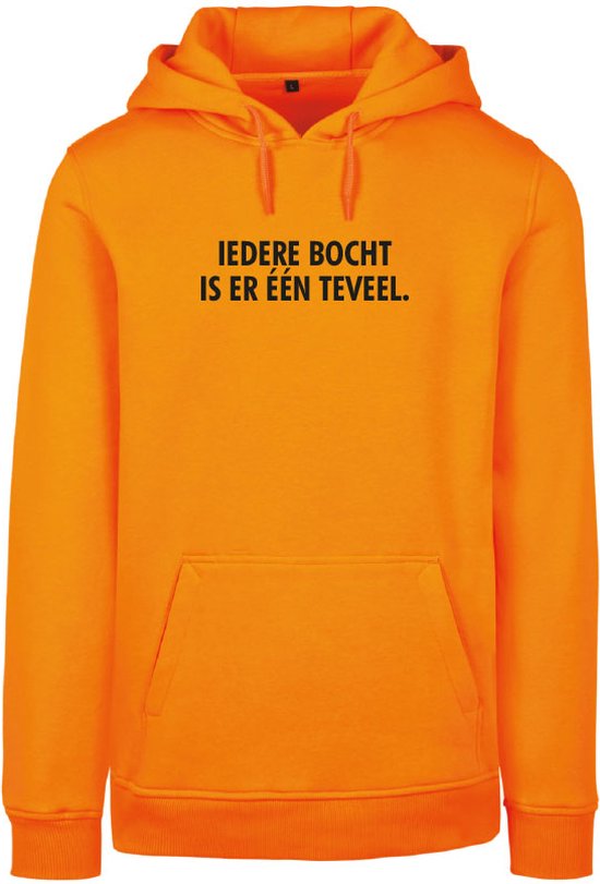 Wintersport hoodie oranje M - Iedere bocht is er één teveel - soBAD. | Foute apres ski outfit | kleding | verkleedkleren | wintersporttruien | wintersport dames en heren