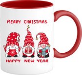 Christmas Gnomies - Foute kersttrui kerstcadeau - Dames / Heren / Unisex Kleding - Grappige Kerst Outfit - Mok - Rood