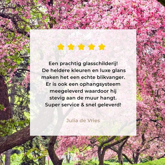 MuchoWow® Peinture sur Verre - Voir à Travers - Sakura - Fleur - Japonais - 90x90 cm - Peintures sur Verre Acrylique - Photo sur Glas