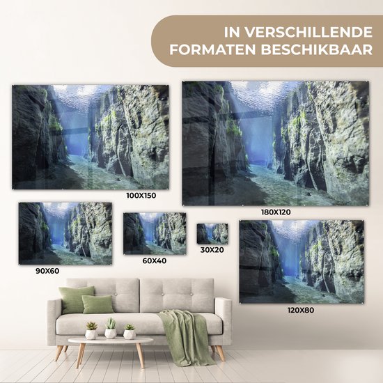 Rocks under water Glas 60x40 cm - Tirage photo sur Glas (décoration murale en plexiglas)