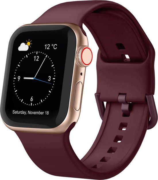 Bracelet en Siliconen - convient pour Apple Watch Series 1/2/3/4/5/6/7/8/9/SE avec une taille de boîtier de 38 mm / 40 mm / 41 mm - Bordeaux