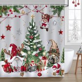 GNOME Douchegordijn met 12 haken voor Kerstmis, boomballen, wintervakantie, douchegordijnen, 180 x 180 cm, anti-schimmel, waterdicht, polyester stof, wasbaar, badkamergordijn voor de badkamer