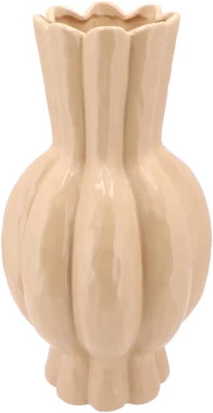 Garlic - Vaas - Zand - Hoge Hals - 17x30cm - Keramiek