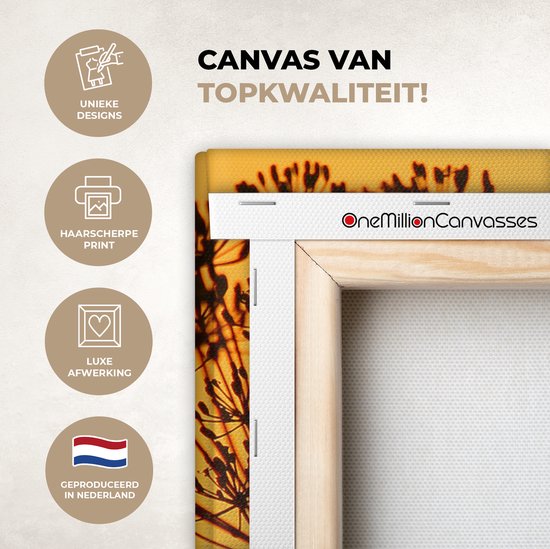 OneMillionCanvasses - Toile - Peinture - Soleil - Plantes - Oranje - Horizon - Photo sur toile - Toile - 40x60 cm - Décoration murale