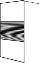 vidaXL - Inloopdouchewand - 115x195 - cm - transparant - ESG-glas - zwart