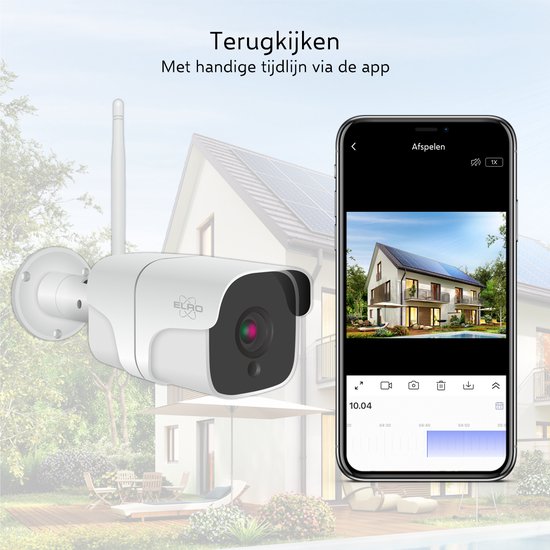 Caméra de sécurité IP Wifi Plein air ELRO CO7000 avec détecteur de mouvement et vision nocturne – Caméra de sécurité Full HD 1080P – Étanchéité IP66