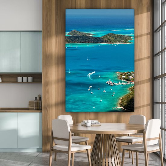 Caribbean Harbor Canvas 120x180 cm - Tirage photo sur toile (Décoration murale salon / chambre) XXL / Grand format!