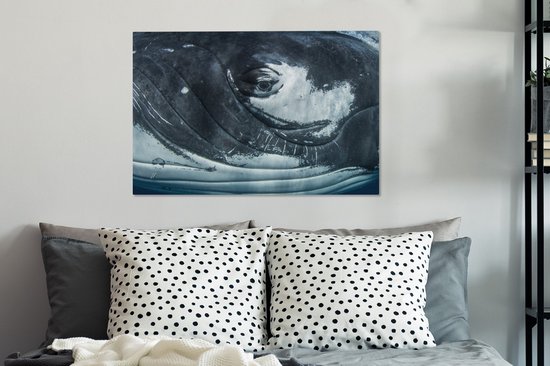 Toile de baleine à bosse gros plan 2cm 60x40 cm - Tirage photo sur toile (Décoration murale salon / chambre)