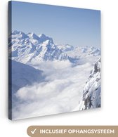 Canvas Schilderij Alpen - Sneeuw - Berg - 90x90 cm - Wanddecoratie