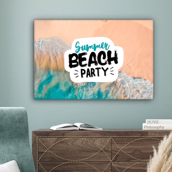 Toile Peinture Été - Plage - Proverbes - 60x40 cm - Décoration murale