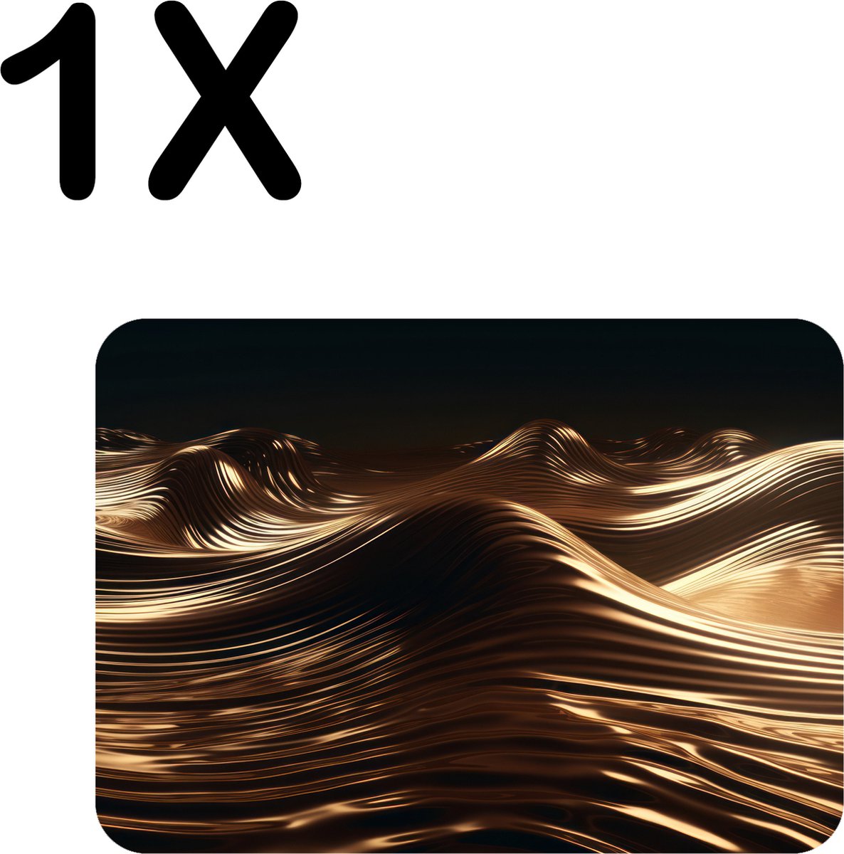 BWK Flexibele Placemat - Gouden Golven - Set van 1 Placemats - 40x30 cm - PVC Doek - Afneembaar