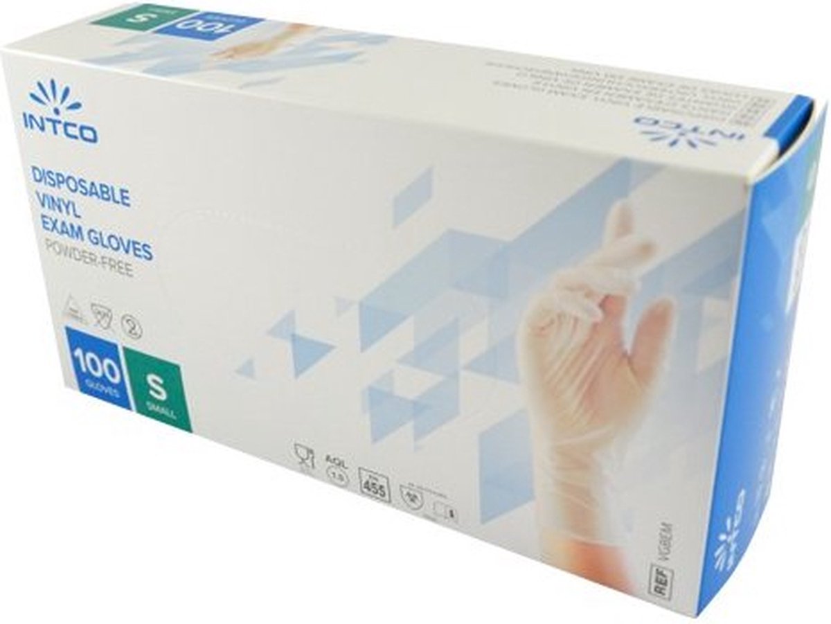 Goedkoopste Intco wegwerphandschoenen vinyl maat S transparant poedervrij huishoudhandschoen doos 100 stuks