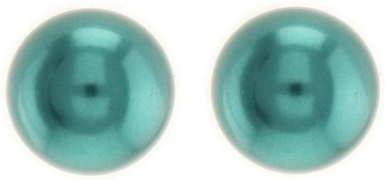 Behave Dames parel oorbellen oorknoppen blauw 1 cm
