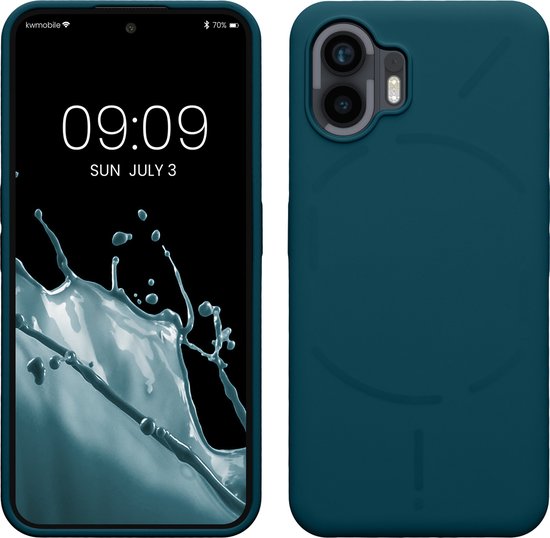 kwmobile coque de téléphone adaptée à Nothing Phone (2) - Coque avec revêtement en silicone - Coque pour smartphone en pétrole mat