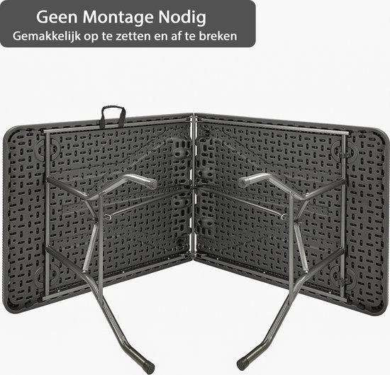 MaxxGarden Vouwtafel - Zwart - Rotanlook - 180x70x74 cm - 6 tot 8 personen van Merkloos — afbeelding 5