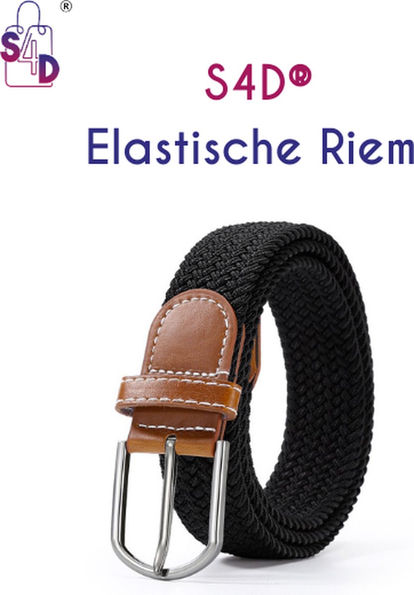 S4D® - Premium Elastische Riem - Geweven Uittrekbare Riem - Riem Voor Heren en Dames - Stijlvol En Erg Comfortabel - Zwart