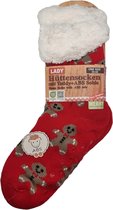 Antonio Huissokken - Huissokken Kerst - Rood/Bruin - Dames- Antislip ABS - One Size (38-42) - Hüttensocken - Warme Sokken - Warme Huissok - Kerstcadeau voor dames