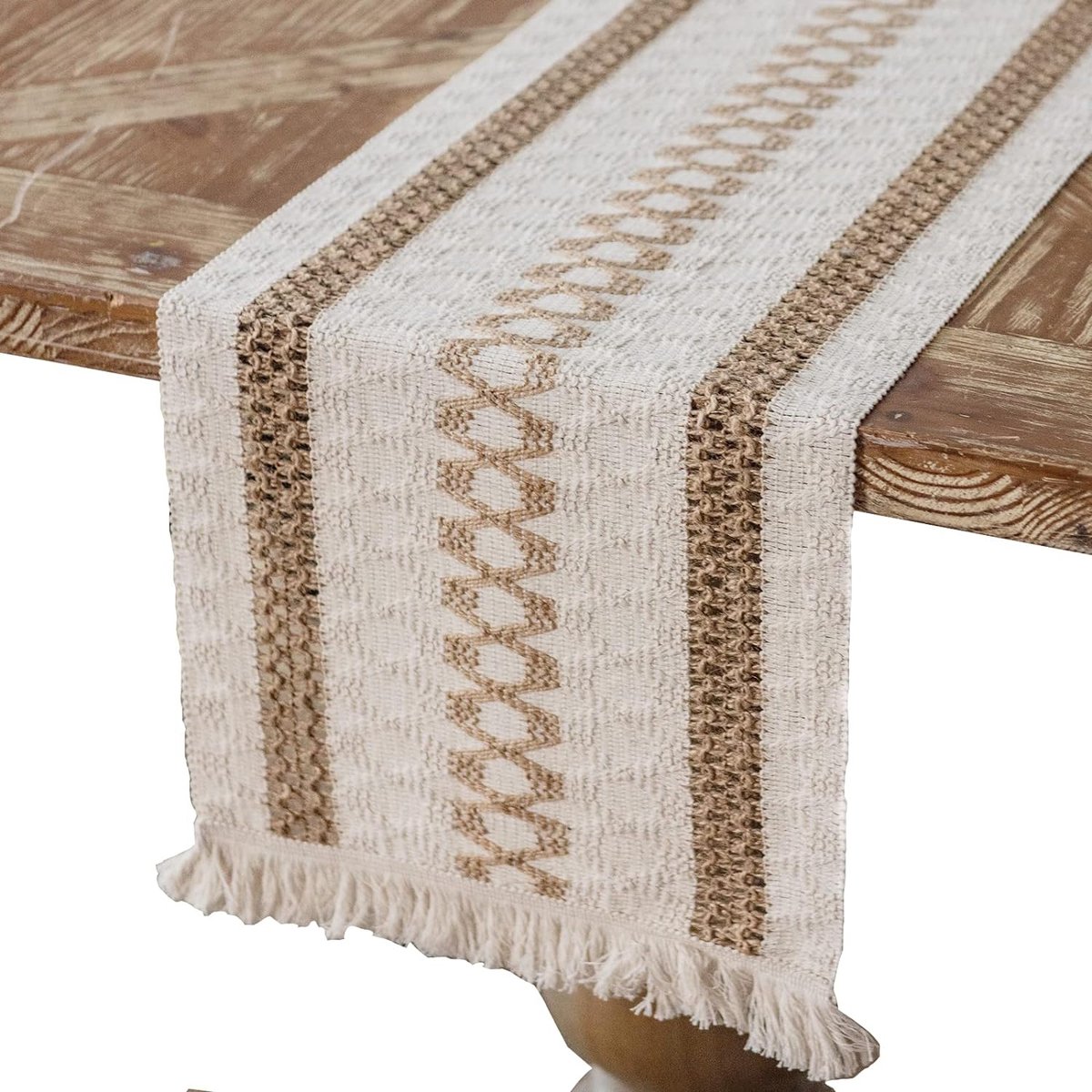 Chemin De Table Pottery Barn à Pompons Et Carreaux - Style Ferme Rustique 18x108 Pouces