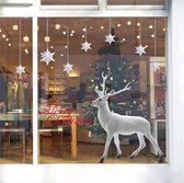 Kerststicker, raamdecoratie, witte grote eland, raamsticker, sneeuwvlok, raamafbeelding, pvc, verwijderbare elektrostatische sticker, kerststicker (Kerstmis)