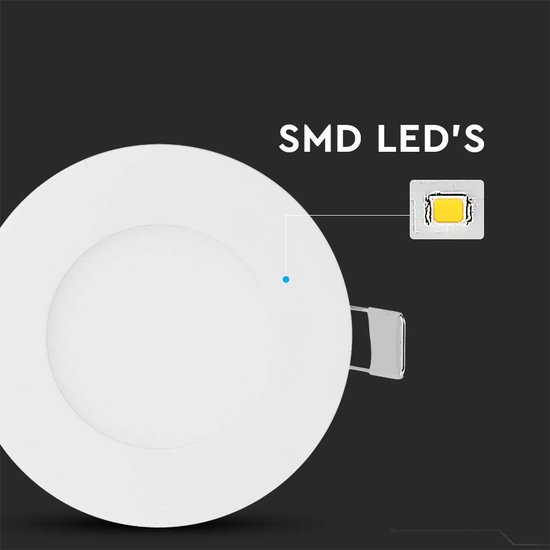 V-TAC VT-307RD-N Ronde LED Minipanelen - Premium Serie - IP20 - Wit - 3W - 130 Lumen - 2700K