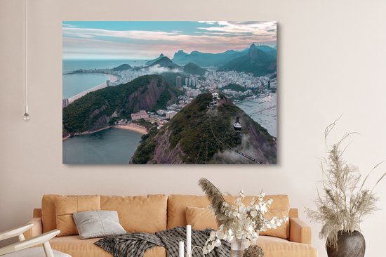 Paysage de montagne Rio de Janeiro toile 180x120 cm - impression photo sur toile peinture Décoration murale salon / chambre à coucher) / Villes toile Peintures XXL / Groot taille!