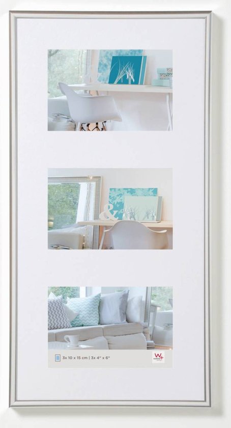 Walther Design New Lifestyle - Cadre photo - Format photo 3x 13x18 cm - Argent