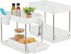 Relaxdays 2x keukenkast organizer - uitschuifbare gootsteenkast organizer - badkamer - wit