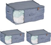 Relaxdays opberghoes dekbed - set van 3 - 28 cm hoog - opbergtas kleding - onder bed