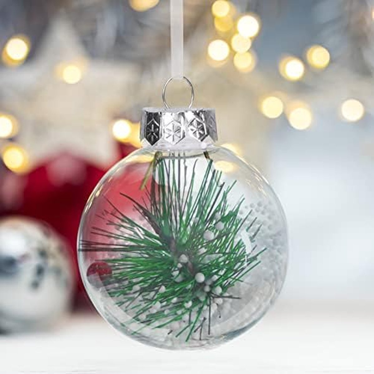 Grote transparante vulbare kerstbal van 25 cm - Cadeaus & gadgets kopen? | Korting tot 42