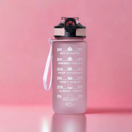 Motiverende drinkfles, 500 ml, fles met filter, lekvrij, drinkfles voor kinderen, sportfles met motiverende tijdweergave, voor sport, camping, yoga