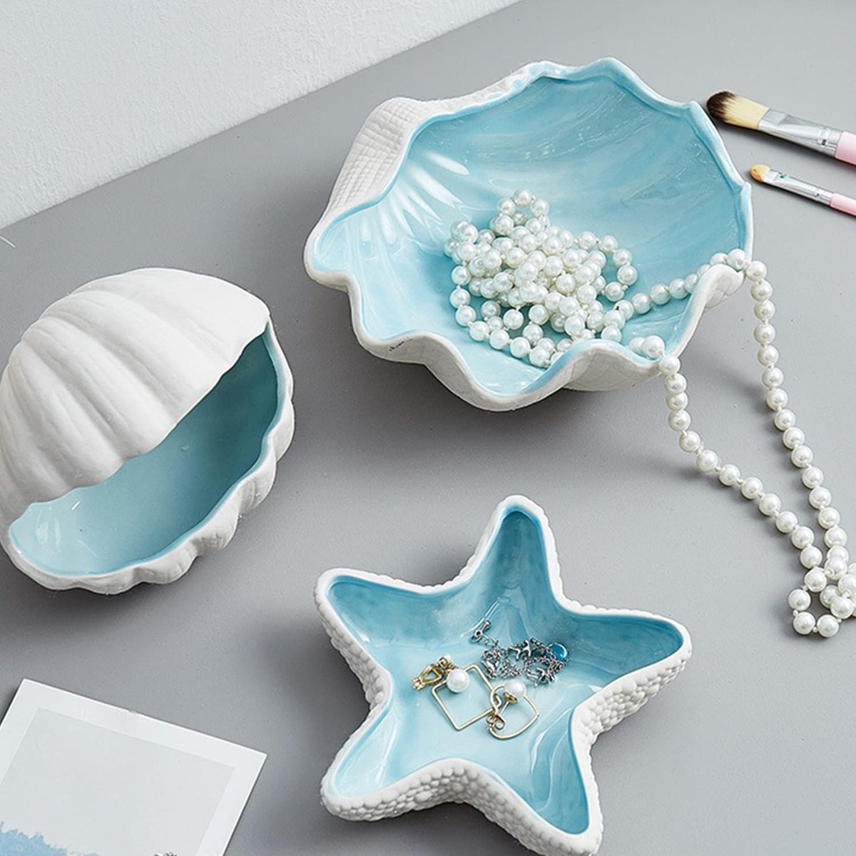 Disoza Schelp Decoratieve Sieraden Dienblad 19.5 * 12 * 9cm Keramische Opbergbakje Eetplaat Porseleinen Dessert Plate Key