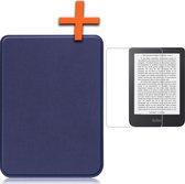 Étui adapté pour Kobo Clara 2E Sleepcover Book Case avec protecteur d'écran - Kobo Clara 2E Cover Book Cover - Blauw foncé