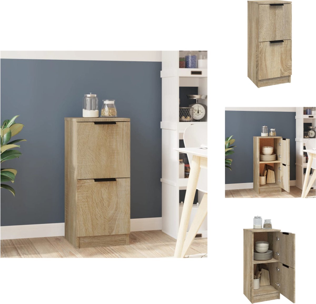 VidaXL Dressoir Sonoma Eiken Bijzetkast 30x30x70 cm Keukenkast