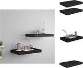 vidaXL Wandplanken - set van 2 - 40 x 23 x 3.8 cm - zwart - honingraat MDF en metaal - Wandsteun